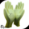 SRSAFETY guante de nylon de calibre 13 guantes de pu amarillo / guante de trabajo
